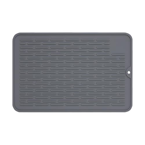 Abtropfmatte Silikon, 20x30 cm Rutschfestes Abtropfmatte Geschirr Hitzebeständiges Abtropfmatte Spüle für Küchentheke Kühlschrank Schubladeneinlage von MiOYOOW