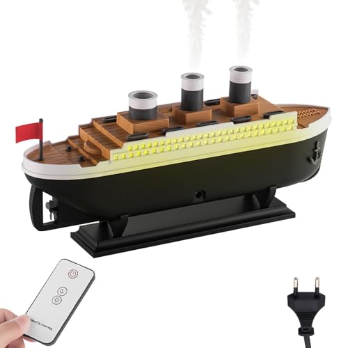 Aroma Luftbefeuchter, Simulierter Schiffsbefeuchter, Quallennebel Aromadiffusor, Schiffsmodell, Aromatherapie Luftbefeuchter mit Nachtlichtern für Zuhause, Schlafzimmer, Büro von MiOYOOW