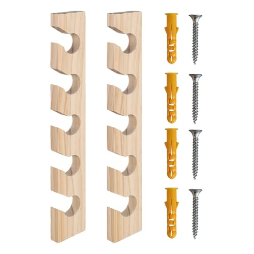 MiOYOOW Angelrutenhalter, Horizontaler Rutenständer, An Der Wand Montierter Angelrutenständer aus Holz für 5 Ruten, Angelrutenregal Aufbewahrungs Organizer für Die Bootsgarage von MiOYOOW