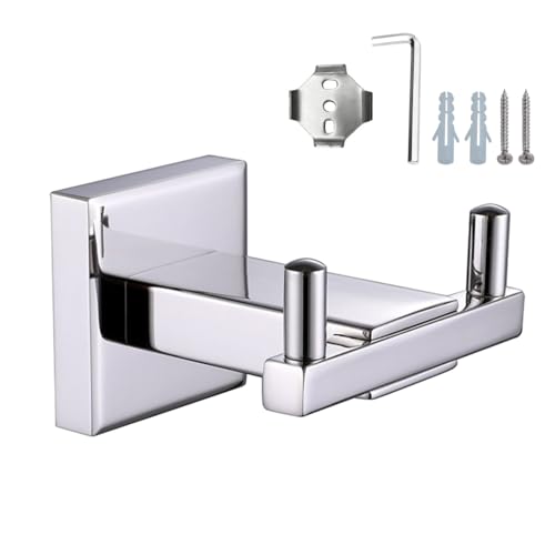 MiOYOOW Handtuchhaken, Doppelhaken, Bademantelhaken aus Edelstahl, Robuster Duschbügel für Badezimmer, Küche, Schlafzimmer, Tür, Eingangsbereich von MiOYOOW