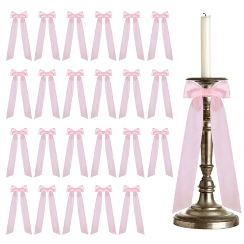 MiOYOOW Kerzenständer Dekor Satinschleife, 24 Stück Rosa Schleifen, Romantisches Hochzeitsornament für Geburtstagsfeiern und Weihnachten MiOYOOW Kerzenständer Dekor Satinschleife, 24 Stück Rosa Schleifen, Romantisches Hochzeitsornament für Geburtstagsfeiern und Weihnachten von MiOYOOW