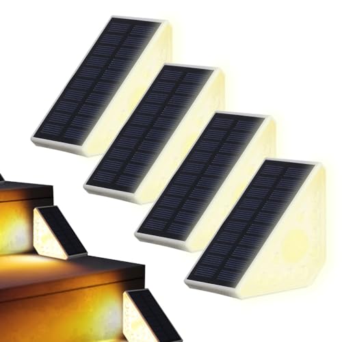MiOYOOW Solar Treppenlicht, 2 Stück/4 Stück IP44 Wasserdichte Solar Treppenbeleuchtung mit 2 Montagearten für Terrasse, Garten, Stufen und Treppen von MiOYOOW