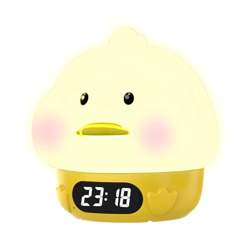 MiOYOOW Touch Nachtlicht, Wecker Nachtlicht, 2-in-1 Schlaflicht Uhr Mehrfarbige RGB Lichter Ente Touch Lampe Alarm mit Temperaturanzeige für Schlafzimmer Schreibtisch Nachttisch von MiOYOOW