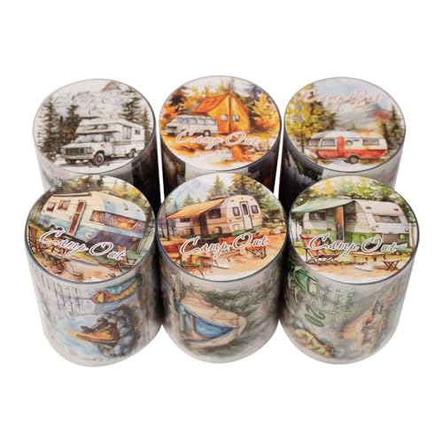 MiOYOOW Washi Tape Set, 6 Rollen Scrapbooking Aufkleber, Journaling Aufkleberband, Dekorative PET Aufkleber, Schneidbare Journal Aufkleber für Journaling, Scrapbooking, DIY-Basteln von MiOYOOW