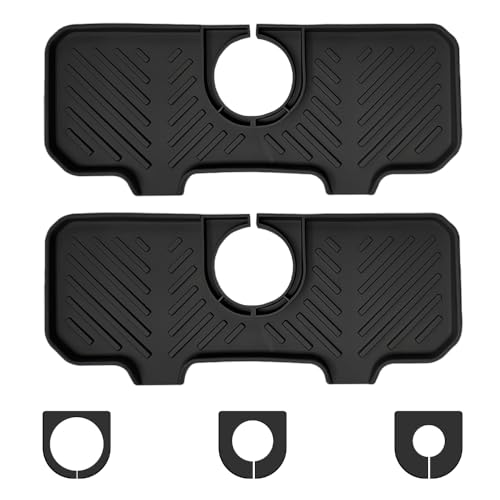 MiOYOOW Wasserhahn Abtropfmatte, 2 Stück Spülbeckenschutz Wasserhahnmatte, Doppelte Abtropfmatte für Waschbecken, Saugfähiger Schutz für Küchentheke, Badezimmer Arbeitsplatte von MiOYOOW