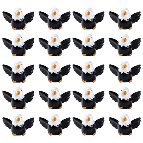 Mini-Adler-Figuren aus Kunstharz, Weißkopfseeadler, Schreibtisch-Auto-Ornamente mit stabiler Struktur für den Außenbereich, Rasen, Garten, 20 Stück von MiOYOOW