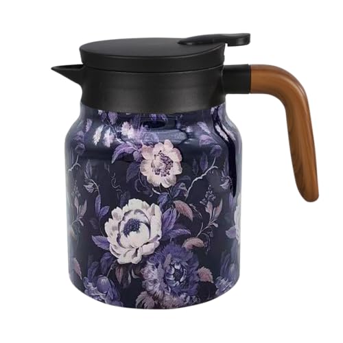 Tee Thermoskanne, 800ml, Teekanne mit Blumenmuster, Kaffeekanne Thermo aus Edelstahl 316 mit Abnehmbarem Teesieb und Deckel für Tee, Kaffee, Heißgetränke von MiOYOOW
