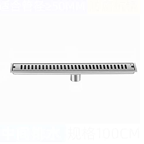 Edelstahl Duschrinne Bodenablauf 20-100cm kann auswählen Duschablauf Klassisches Geruchsverschluß Badablauf extra flach Ablaufdeckel für Badezimmer, WC, Garten, Outdoor (100cm) von MiSMiAO