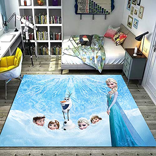 Kinderzimmer Teppich,Teppiche Cartoon Blau Gefroren Prinzessin Kinder Jungen Mädchen Runde Krabbeln Spielmatte Schlafzimmer Dekor Teppich Indoor Badezimmer Teppich von MiZuh