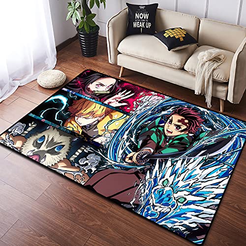 MiZuh 3D Demon Slayer Gedruckter Teppich,Teppich Anime Cartoon Weicher Teppich rutschfeste Badematte Fußmatten Für Wohnzimmer Schlafzimmer Büro Dekor von MiZuh