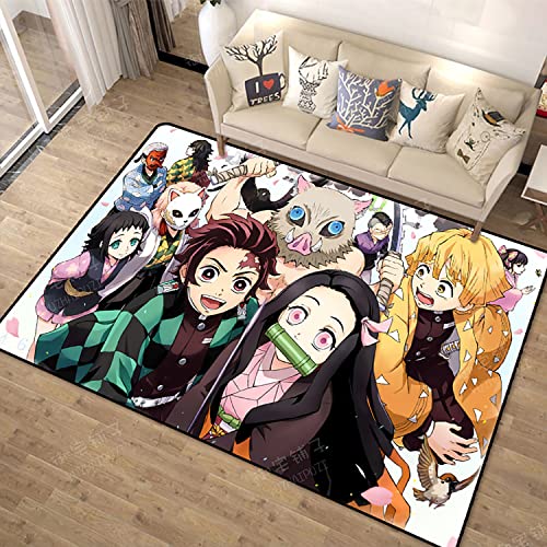 MiZuh 3D Demon Slayer Gedruckter Teppich,Teppich Anime Cartoon Weicher Teppich rutschfeste Badematte Fußmatten Für Wohnzimmer Schlafzimmer Büro Dekor von MiZuh