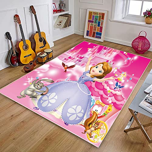 MiZuh 3D-Druck Teppich -Teppiche Wohnzimmer Kinderzimmer Mode Anime Frozen Fairy Princess Teppich Kinder Teppich Cartoon Nette Schlafzimmer Kinderbett Teppiche Home rutschfeste Bodenmatte Teppich von MiZuh