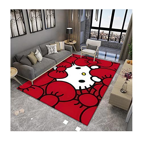 MiZuh Anime 3D Kitty Teppich Flanellteppich, Schlafzimmerteppiche, Weich Groß rutschfest Waschbar Teppich, für Schlafzimmer, Flur Wohnzimmer Boden, Küche Badezimmer Teppich von MiZuh