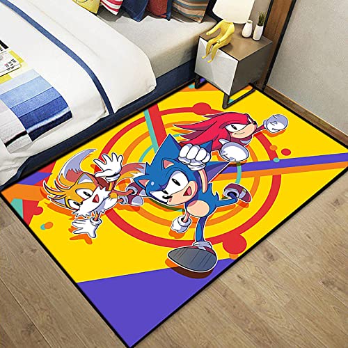 MiZuh Cartoon-Teppich Children's Crawling Teppich, Schlafzimmer Junge Spieleteppich Gross, Polyesterfaser rutschfeste Heimdekoration Anime-Teppich von MiZuh