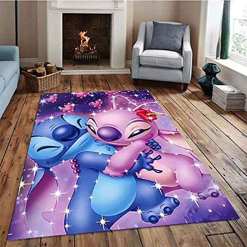 MiZuh Kinderzimmer Teppich,Teppich Anime Cartoon Weicher Stitch Teppich rutschfeste Badematte Fußmatten Für Wohnzimmer Schlafzimmer Büro Dekor- Kid Play Bodenmatte von MiZuh