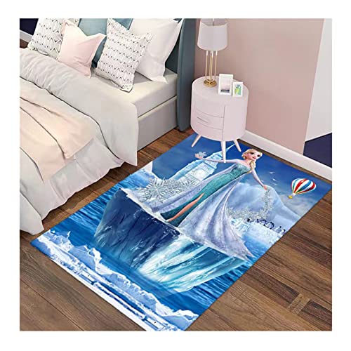 Teppich Computer Stuhl Kissen Bad rutschfeste Matte Kinderzimmer Schlafzimmer Erker Matte Cartoon Frozen Prinzessin ELSA ​Haushalt Waschbar Rechteckige Dekoration, Größe : 50X80 cm von MiZuh