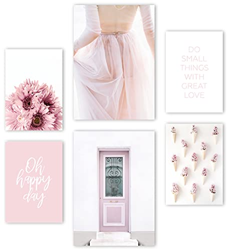 Mia Félice Premium Poster Set » Sweet Pink « 2x A4 | 4x A5 - Moderne Bilder für das Wohnzimmer und Schlafzimmer - Wandbilder ohne Rahmen - Flur Deko - Dekoration von Mia Félice