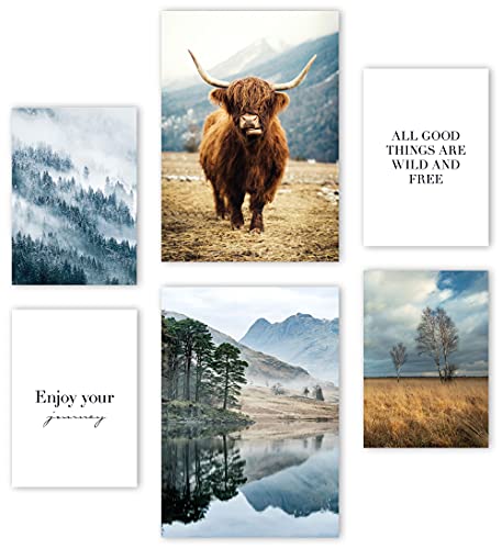 Mia Félice Premium Poster Set »The Highlands « 2x A4 | 4x A5 - Moderne Bilder für das Wohnzimmer und Schlafzimmer - Wandbilder ohne Rahmen - Flur Deko - Dekoration von Mia Félice