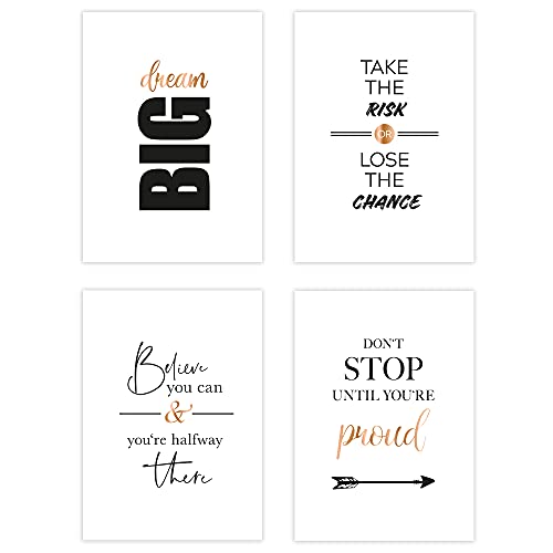 Mia Félice Poster-Set Collage DIN A4 Life Goals - schwarz-weiß rose-gold - Dekoration Wohnung modern - Wand-Deko Wohnzimmer - Tumblr Zimmer Wand-Bild - Wand-Bilder Schlafzimmer - ohne Bilderrahmen von Mia Félice