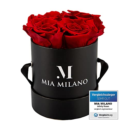 Infinity Rosen in Rosenbox I Geschenk für Sie - Schwarze Box mit echten konservierten Rosen (3 Jahre haltbar) Ewige Flowerbox von Mia Milano