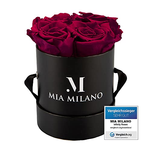 Infinity Rosen in Rosenbox I Geschenk für Sie - Schwarze Box mit echten konservierten Rosen (3 Jahre haltbar) Ewige Flowerbox von Mia Milano