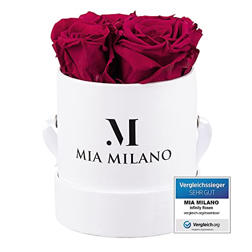 Mia Milano Infinity Rosen Bordeaux für Sie I Geschenk für Sie I 3 Jahre haltbar - Geschenk Rosenbox mit 4 echten konservierten Rosen I Handgefertigt in Deutschland von Mia Milano