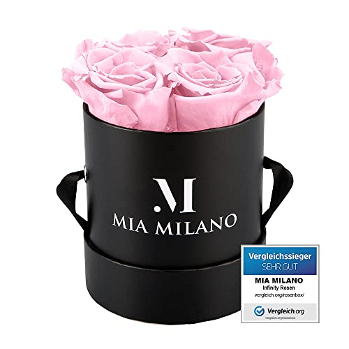 Infinity Rosen in Rosenbox I Geschenk für Sie - Schwarze Box mit echten konservierten Rosen (3 Jahre haltbar) Ewige Flowerbox von Mia Milano