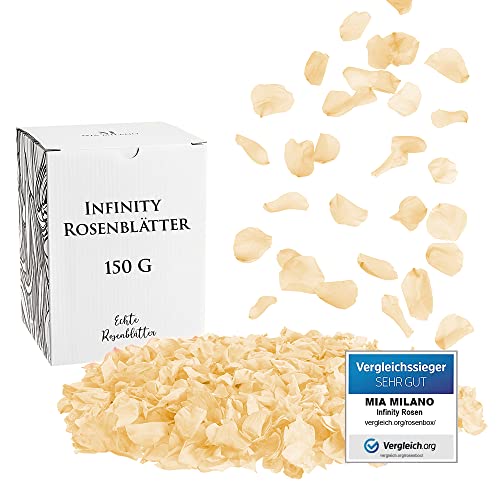 Mia Milano Rosenblätter Champagner getrocknet I 150 g Echte Rosenblüten - Konservierte Blütenblätter (3 Jahre haltbar) Romantisches Geschenk für Frauen mit Rosenduft von Mia Milano