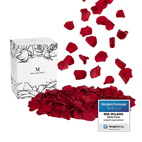 Mia Milano Rosenblätter Rot getrocknet I Valentinstag Deko Geschenk I 50 g Echte Rosenblüten ideal als Hochzeit Dekoration - 3 Jahre haltbar - Romantisches Geschenk für Frauen von Mia Milano