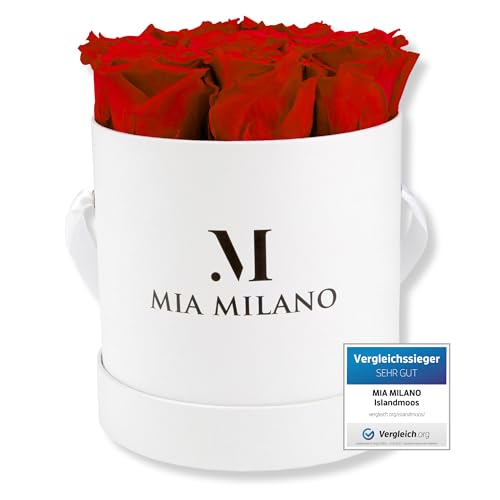 Mia Milano Infinity Rosen Rot für Sie - 3 Jahre haltbar I Valentinstag Deko Geschenk Rosenbox mit 9 echten konservierten Rosen I Handgefertigt in Deutschland von Mia Milano