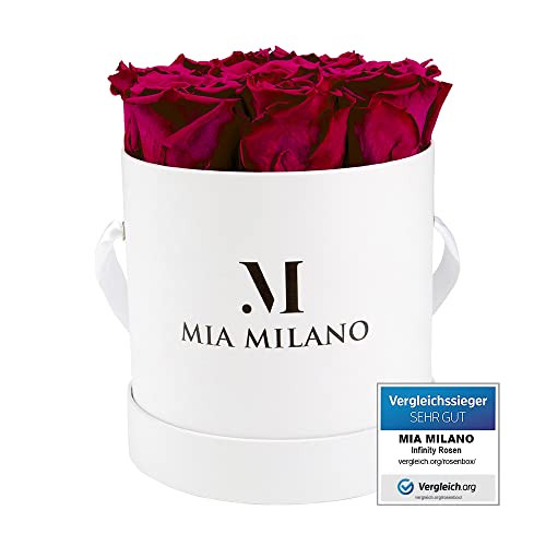 Infinity Rosen Bordeaux für Sie - 3 Jahre haltbar I Valentinstag Deko Geschenk Rosenbox mit 9 echten konservierten Rosen I Handgefertigt in Deutschland von Mia Milano