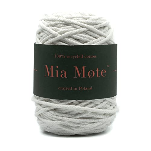 Mia Mote Thinny Line Makramee garn Natürliche Baumwollkordel 100% Wiederverwertung Baumwollgarn DIY makramee Vorhang Kordel Weben Stricken Boho deko, Geschenk zum Großmuttertag, 3mm 100 m Kreide/weiß von Mia Mote