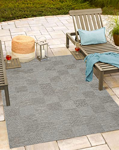 Mia's Teppiche Adora - moderner Teppich, Boho-Style, In- und Outdoor geeignet, besonders flach, ideal für Küche und Esszimmer Aber auch für Balkon oder Terrasse, Grau-Beige, 140x200cm von Mias Teppiche