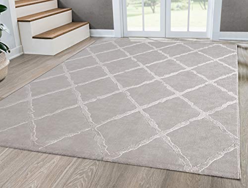 Mia´s Teppiche Anna Wohnzimmer Teppich, Kurzflor, 120x170 cm, Raute Beige von Mias Teppiche