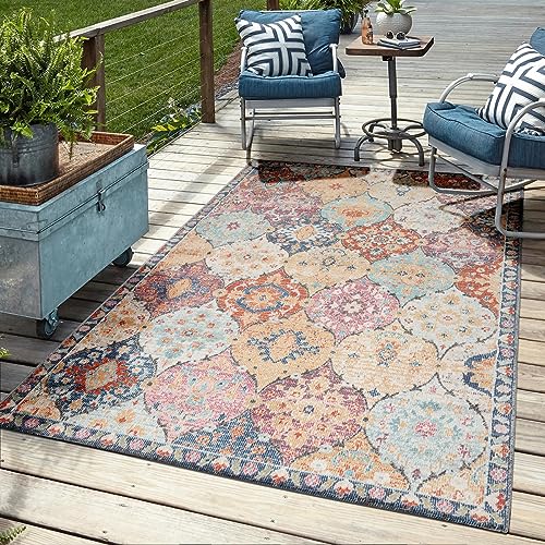 Mia's Teppiche Bliss robuster Outdoor Teppich, modernes Design, Wetterfest & UV-beständig, für Balkon, Terrasse und Wintergarten Aber auch für Küche oder Esszimmer geeignet in Multi Farben, 200 x 290 von Mias Teppiche