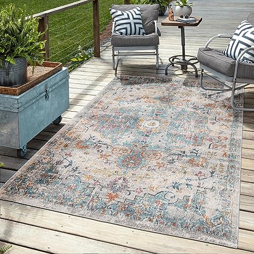 Mia's Teppiche Bliss robuster Outdoor Teppich, modernes Design, Wetterfest & UV-beständig, für Balkon, Terrasse und Wintergarten Aber auch für Küche oder Esszimmer geeignet in Multi Farben, 120 x 170 von Mias Teppiche