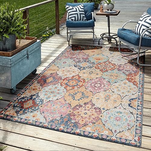Mia's Teppiche Bliss robuster Outdoor Teppich, modernes Design, Wetterfest & UV-beständig, für Balkon, Terrasse und Wintergarten Aber auch für Küche oder Esszimmer geeignet in Multi Farben, 80 x 300 von Mias Teppiche
