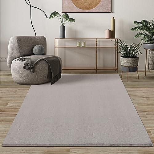 Paco Home Mias Teppiche Comfort Moderner Flauschiger Kurzflor Teppich, Anti-Rutsch Unterseite, Waschbar bis 30 Grad, Super Soft, Felloptik, Creme, 140 x 200 cm Oval von Mias Teppiche