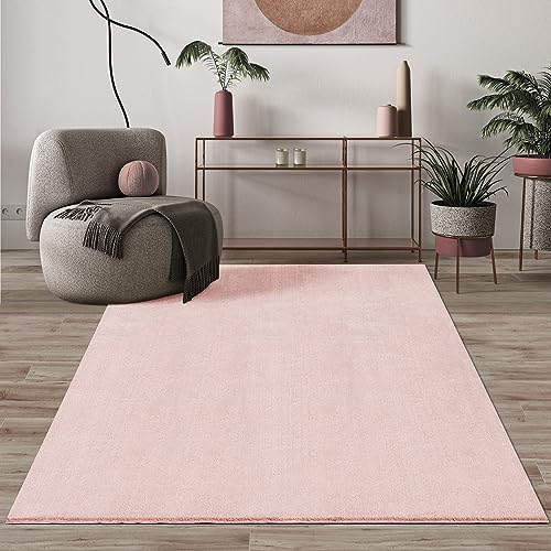 Mia´s Teppiche Comfort Moderner Flauschiger Kurzflor Teppich, Anti-Rutsch Unterseite, Waschbar bis 30 Grad, Super Soft, Felloptik, Rose, 200 x 290 cm von Mia's Teppich