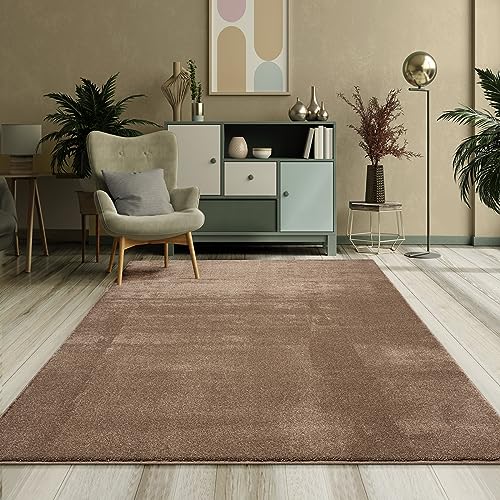 Mia´s Teppiche Emely Moderner Weicher Kurzflor (17 mm) Wohnzimmer Teppich - Taupe - 160x230 cm von Mias Teppiche