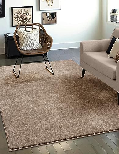 Mia's Teppiche Emely Moderner Weicher Kurzflor (17 mm) Wohnzimmer Teppich - Taupe - 80x150 cm von Mias Teppiche