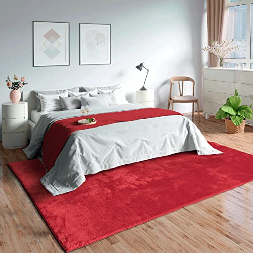 Mia's Teppich Olivia Wohnzimmer/Schlafzimmer Teppich - waschbar - 120x160 cm, Rot von Mias Teppiche