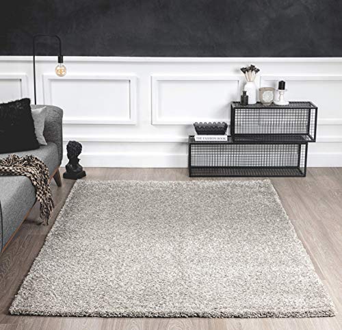 Mia´s Teppiche Shaggy Wohnzimmer Teppich, Super Softer Hochflor (35 mm), Grau, 120x170 cm, 100% Polypropylen von Mias Teppiche