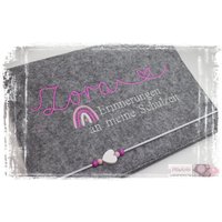 Zeugnismappe Herz Filz Rosa Mädchen Personalisiert Name Zeugnis Einschulung Schule Schulstart Regenbogen Pink von MiaAnin
