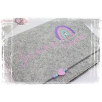 Zeugnismappe Herz Filz Rosa Mädchen Personalisiert Name Zeugnis Einschulung Schule Schulstart Regenbogen von MiaAnin