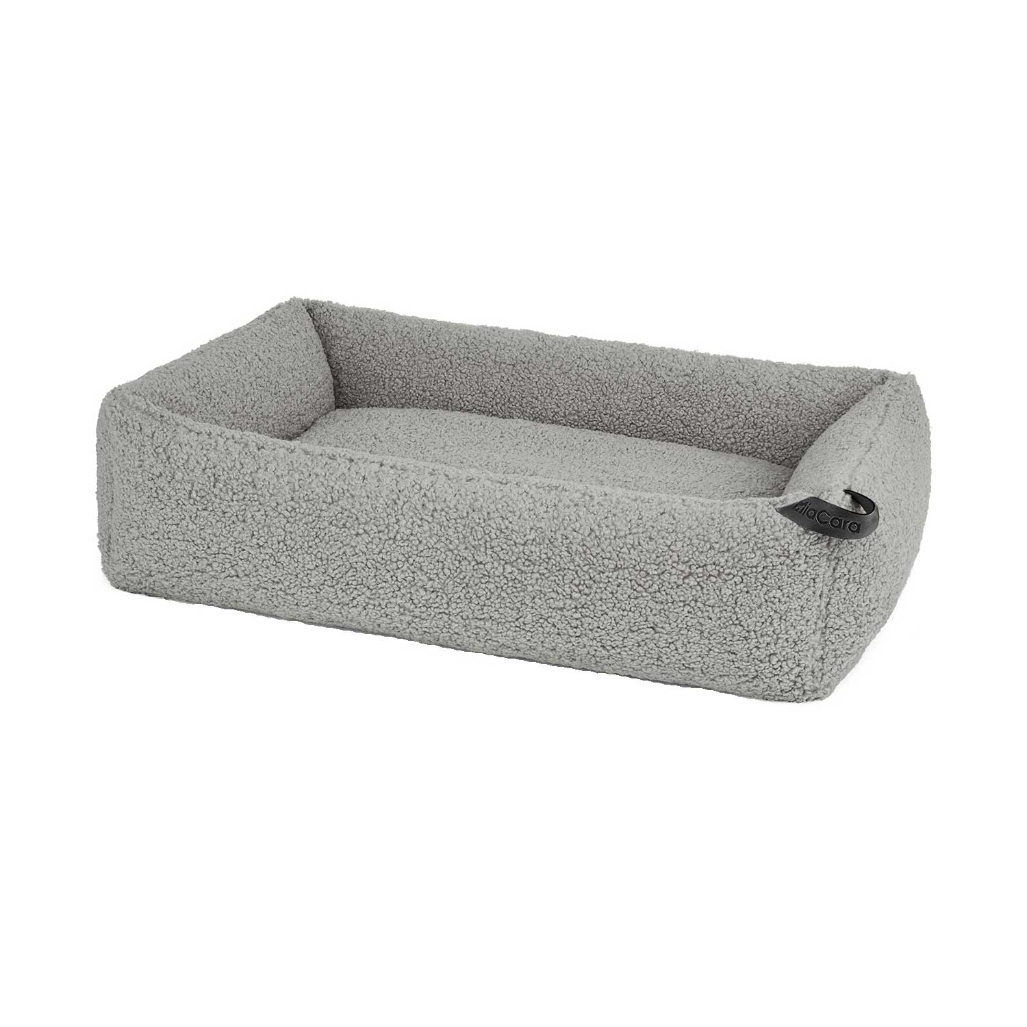 MiaCara - Senso Box Hundebett M - kiesel/Bezug Bouclé 100% Polyester/Füllung 100% Polyurethan/LxBxH 91xx71x26cm/ Liegefläche 62x43cm von MiaCara