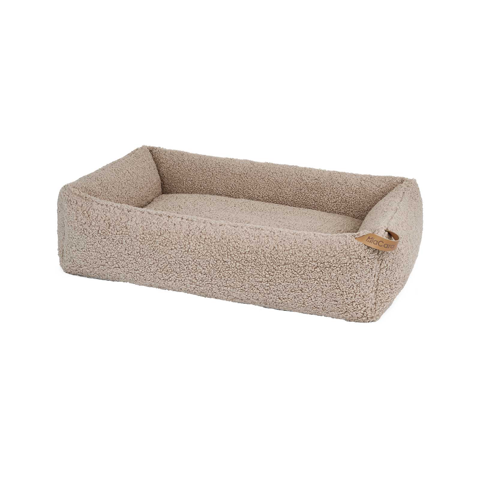 MiaCara - Senso Box Hundebett SM - greige/Bezug Bouclé 100% Polyester/Füllung 100% Polyurethan/LxBxH 80x65x24cm/ Liegefläche 51x36cm von MiaCara