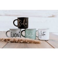 Vintage Tasse Personalisiert Name Weiß Schwarz Grau Mint von MiaLaLunaDesigns