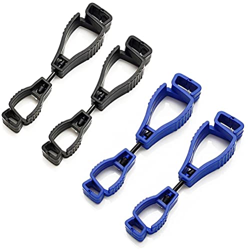 MiaLover 4 Stück Handschuhhalter Tarp Clip,Handschuh Klammern,Grabber Catcher Handschuhhalter, Handschuhclips, Handschuh Halterung für Arbeitshandschuhe Feuerwehr Baummarkt Garten Schwarz,Blau von MiaLover