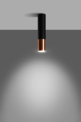 MiaLux CANDELLA Schwarze/Kupferfarbene LED-Deckenleuchte – Moderne Eleganz, GU10-Fassung – 1x10W LED – Glühbirne Enthalten – Deckenleuchten Lampe für Innen - Deckenleuchte Wohnzimmer – 6x6x29 cm von MiaLux